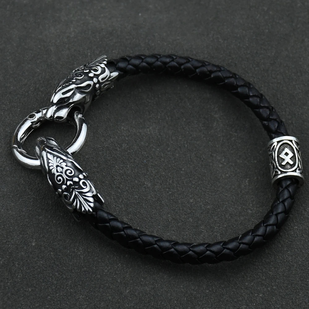 Freya Cat with Runes Steel Bracelet