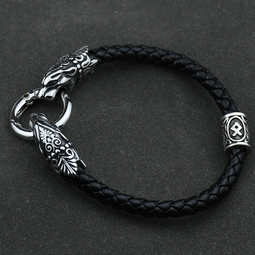 Freya Cat with Runes Steel Bracelet