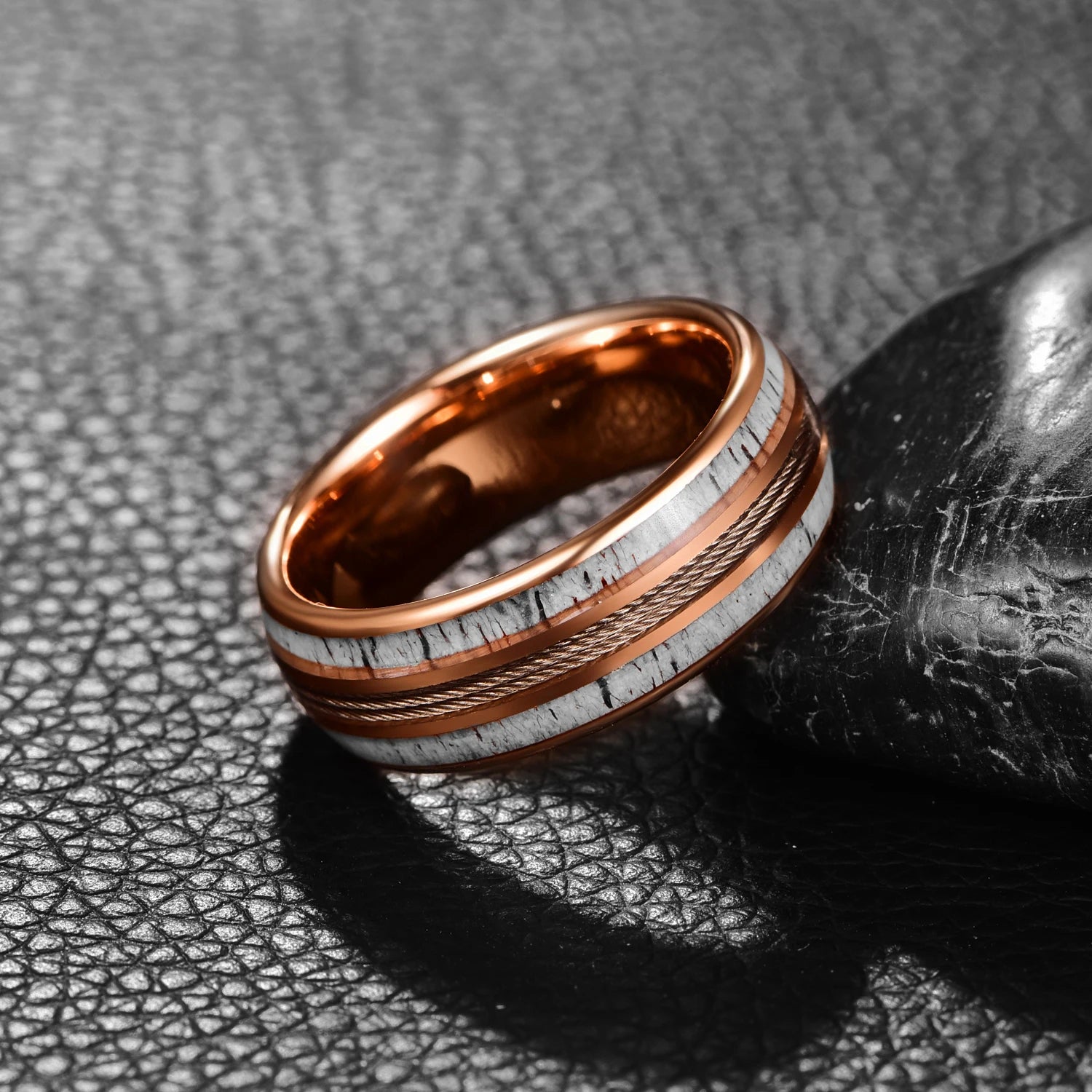 Frigg's Rope Tungsten and Deer's Antler Ring