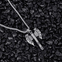 Viking Double Axe Stainless Steel Necklace