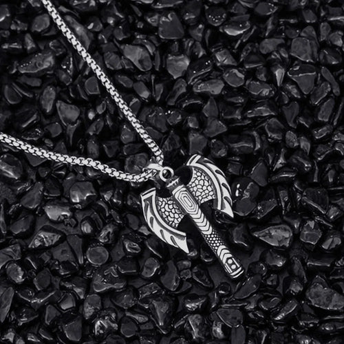 Viking Double Axe Stainless Steel Necklace