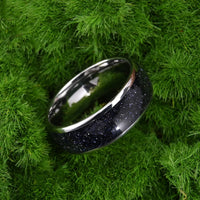 Stars in the North Sky Tungsten Carbide Ring With Blue Sandstone Inlay