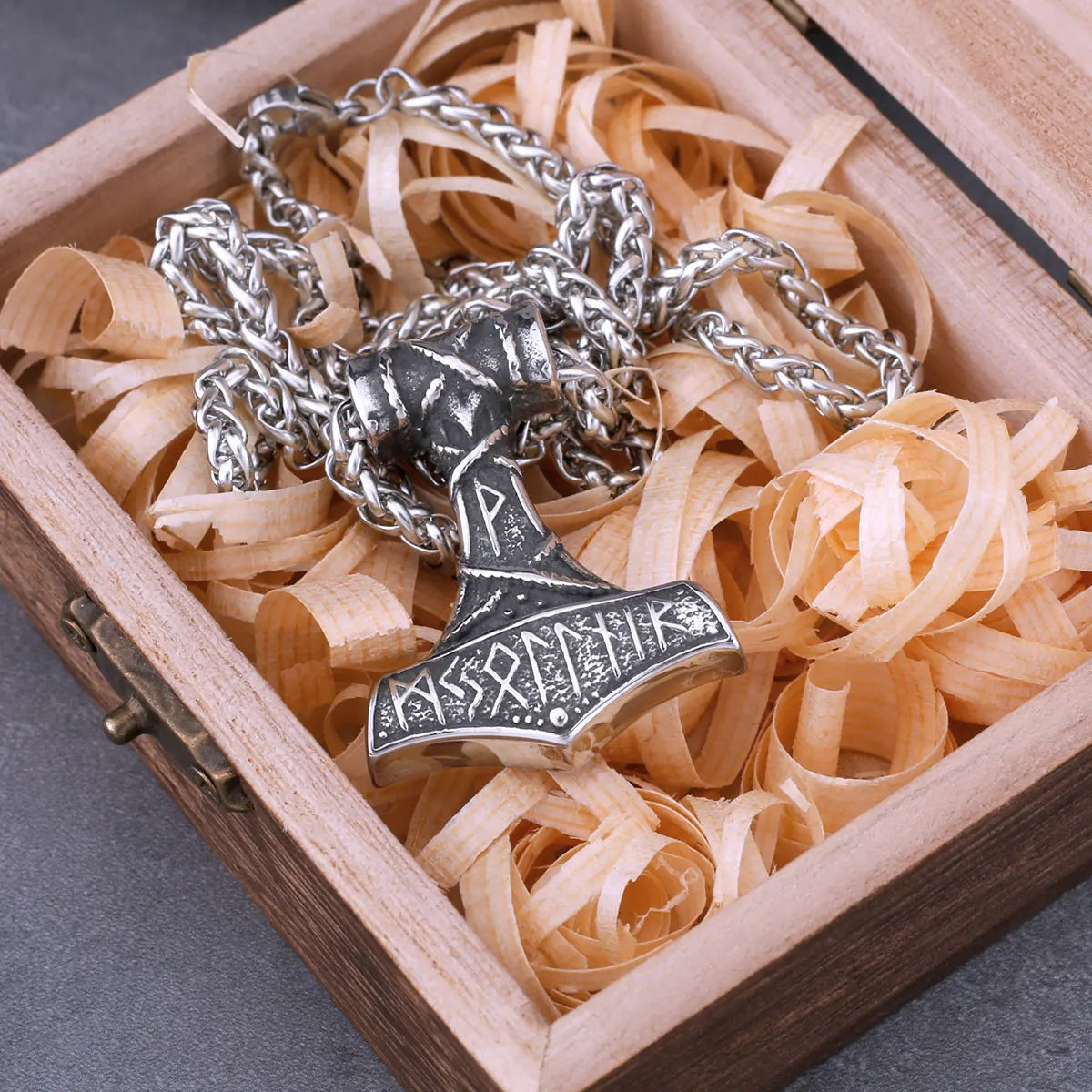 Mjolnir with Runes Necklace