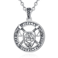 The Valknut in Shield 925 Sterling Silver Necklace