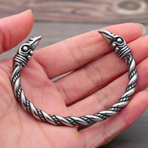 Odin's Ravens Stainless Steel Arm Ring Bracelet