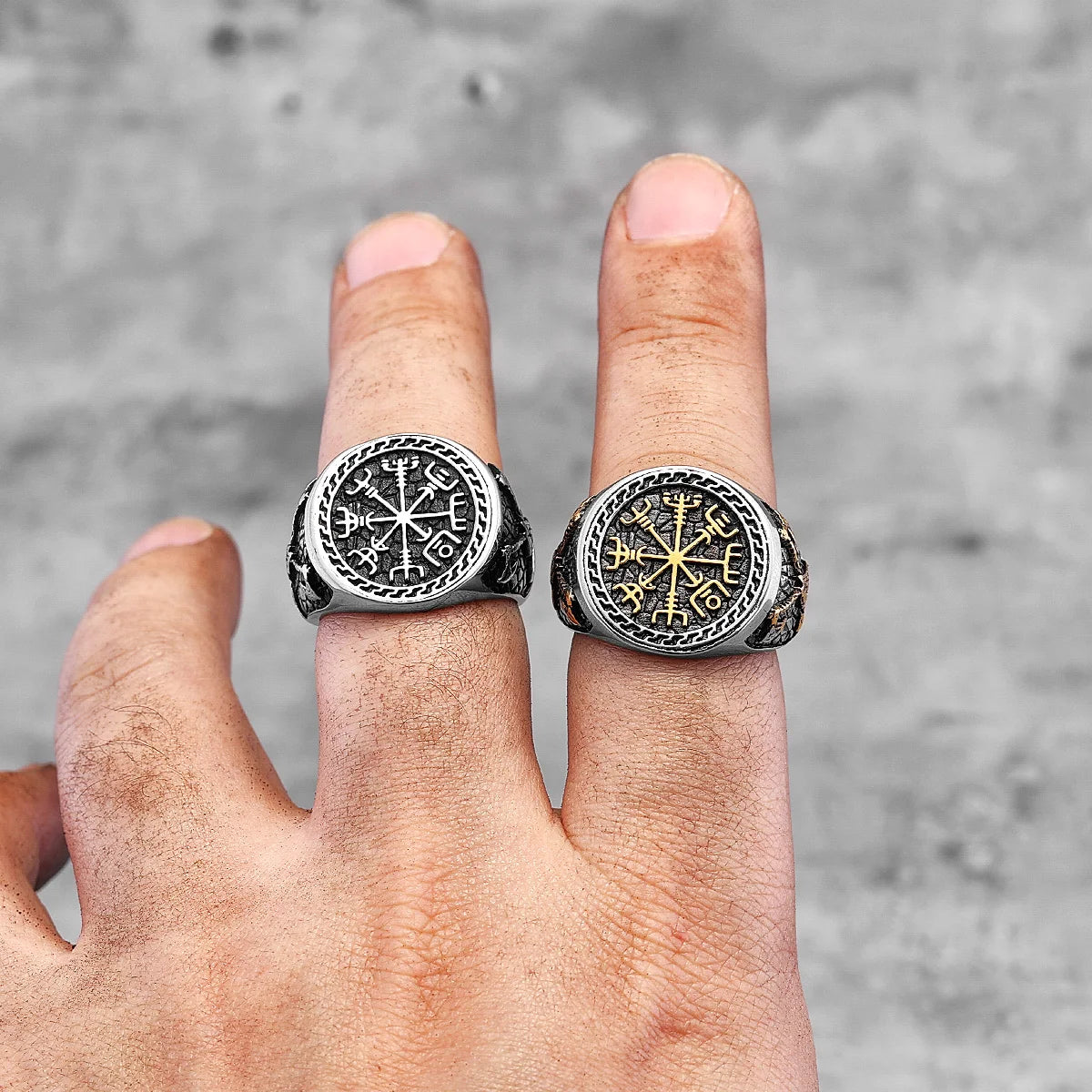 Vegvisir The Viking Compass Steel and Brass Ring