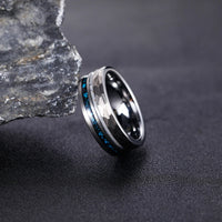Thor and Sif Wedding Band in 8mm Tungsten Carbide with Deer Antler and Crushed Turquoise