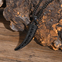 Gjallarhorn the Horn of Heimdall With Vegvisir Rune Stainless Steel Necklace
