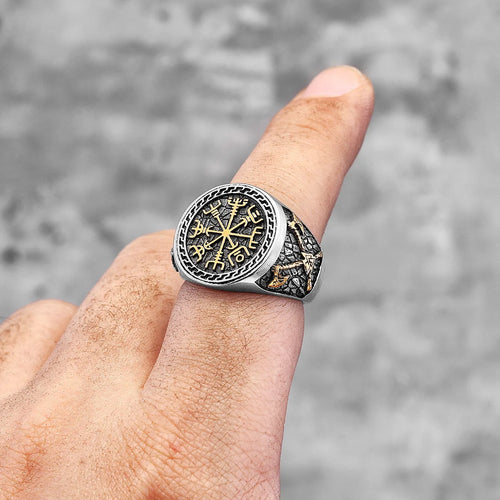 Vegvisir The Viking Compass Steel and Brass Ring