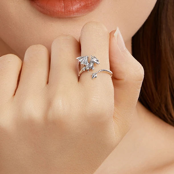 Dragon Fafnir Wing 925 Sterling Silver Adjustable Ring