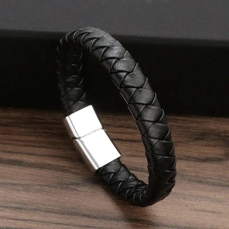 Warrior Braided Wristband Genuine Leather Bracelet