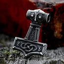 Mjolnir Hammer Thor Corded Motif Steel Necklace