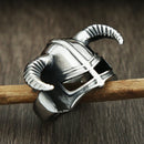 Horned Viking Helmet 316L Stainless Steel Ring