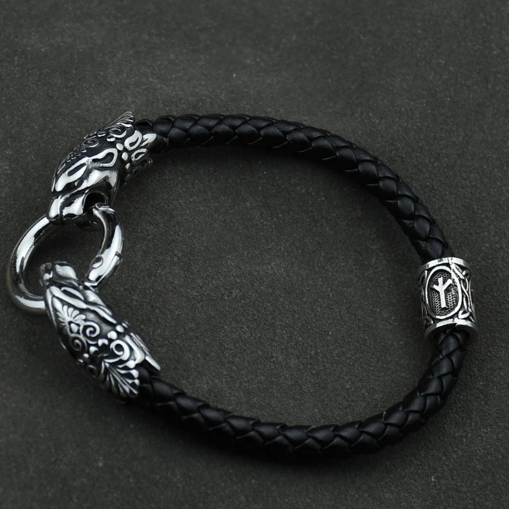 Freya Cat with Runes Steel Bracelet