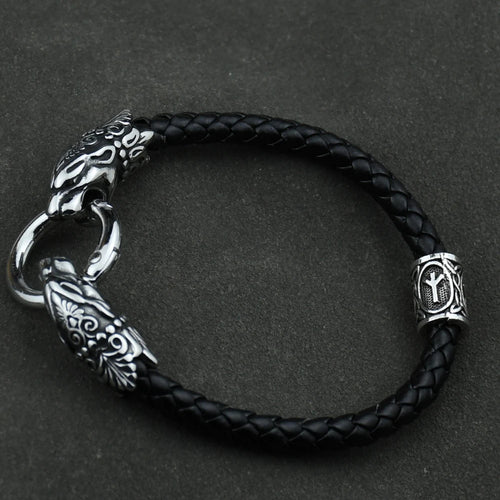 Freya Cat with Runes Steel Bracelet