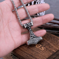 Mjolnir with Runes Necklace