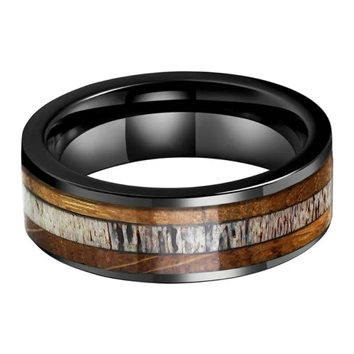 Frigg's Bounty Tungsten and Deer's Antler Wedding Band
