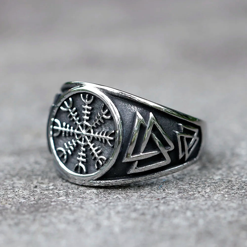 Aegishjalmur the Helm of Awe Stainless Steel Ring