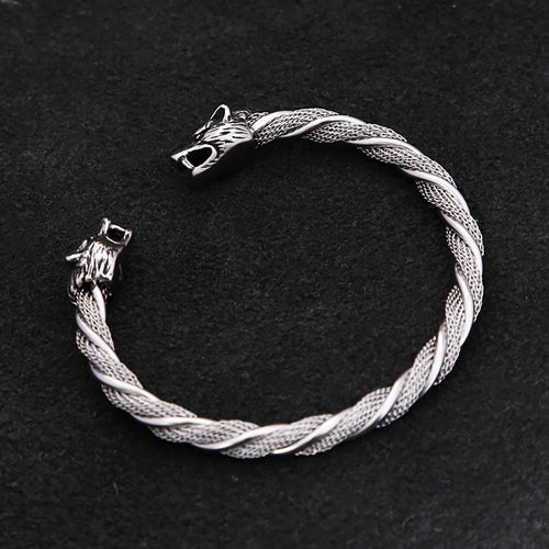 Allfather Odin Wolves Steel Bracelet