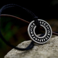 Norse Runes Wheel Stainless Steel Necklace