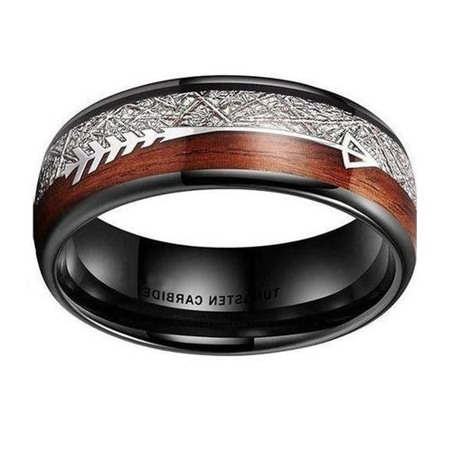God of the Hunt Ullr Electroplated and Wood Tungsten Wedding Ring