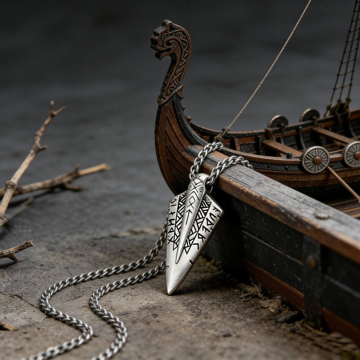 Spear of Odin Gungnir Steel Necklace