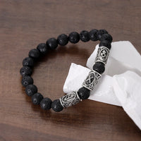 Runes in Lava Stone Bracelet
