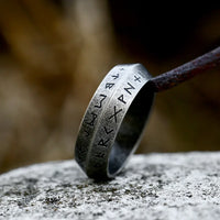 Ancient Futhark Runes 8mm Stainless Steel Ring