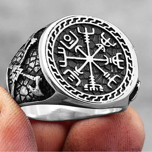 Vegvisir The Viking Compass Steel and Brass Ring