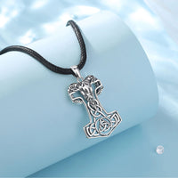 Mjolnir with Goat and Triskele 925 Sterling Silver Necklace