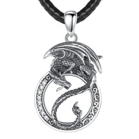Norse Dragon 925 Sterling Silver Necklace With Zirconia Stones