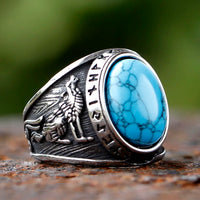 Bague Rune Loups Hurlants en Acier Inoxydable
