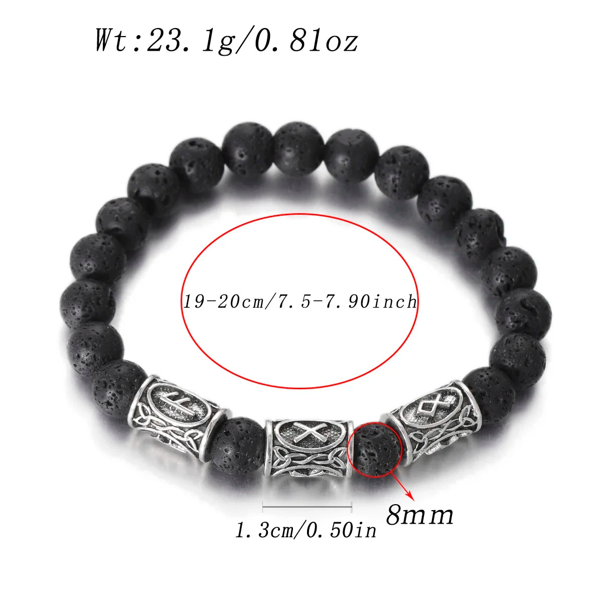 Runes in Lava Stone Bracelet