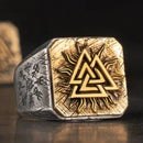 Valknut Adjustable Signet Ring in 925 Sterling Silver