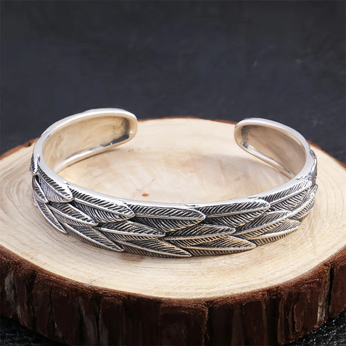 Feathers of Freyja’s Falcon 990 Silver Bracelet