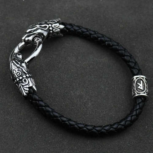 Freya Cat with Runes Steel Bracelet