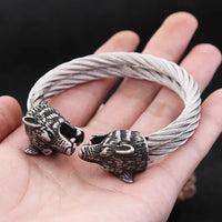 Wolves of Odin Double Band Stainless Steel Bracelet