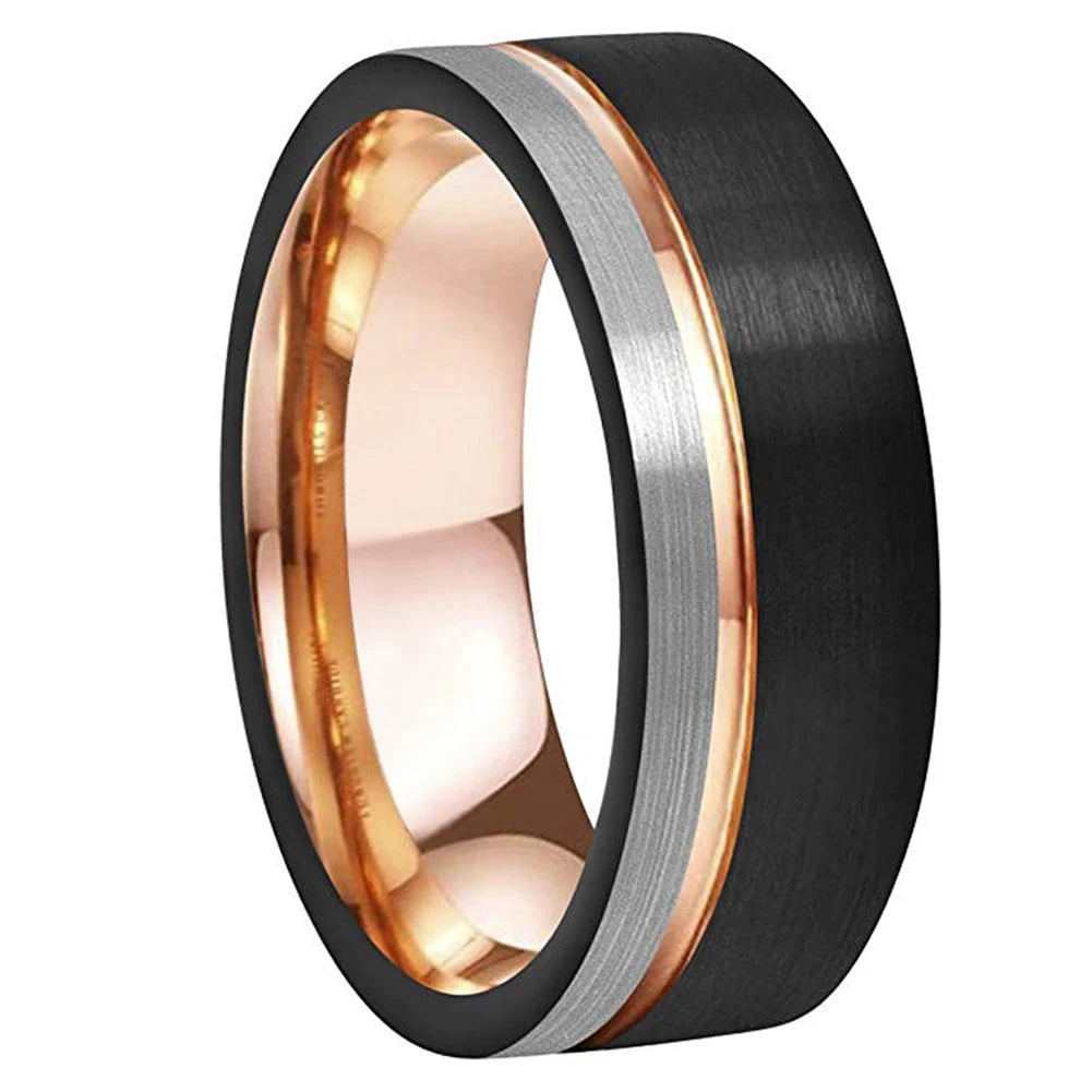 Frigg's Wedding Band With Golden Inlay - 8mm Tungsten Carbide Ring