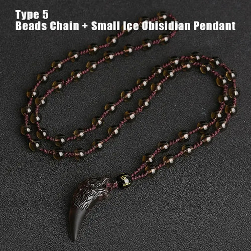 Fenrir Fang - carved Obsidian Necklace