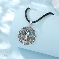 Wolf and Raven over Yggdrasil 925 Sterling Silver Necklace