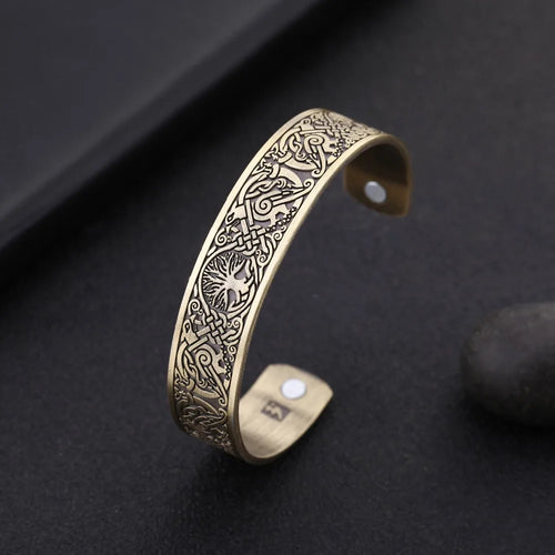 Yggdrasil, the Tree of Life with Norse Knots, Bracelet in 316L Stainless Steel