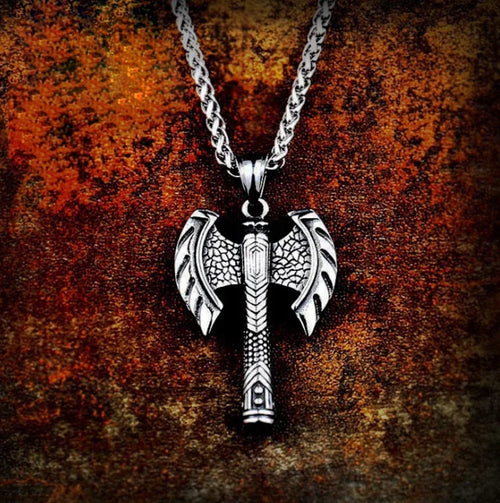 Viking Double Axe Stainless Steel Necklace