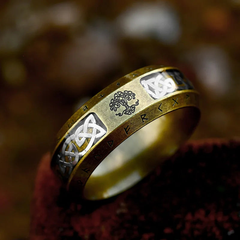 Yggdrasil The Tree of Life Stainless Steel Rune Ring