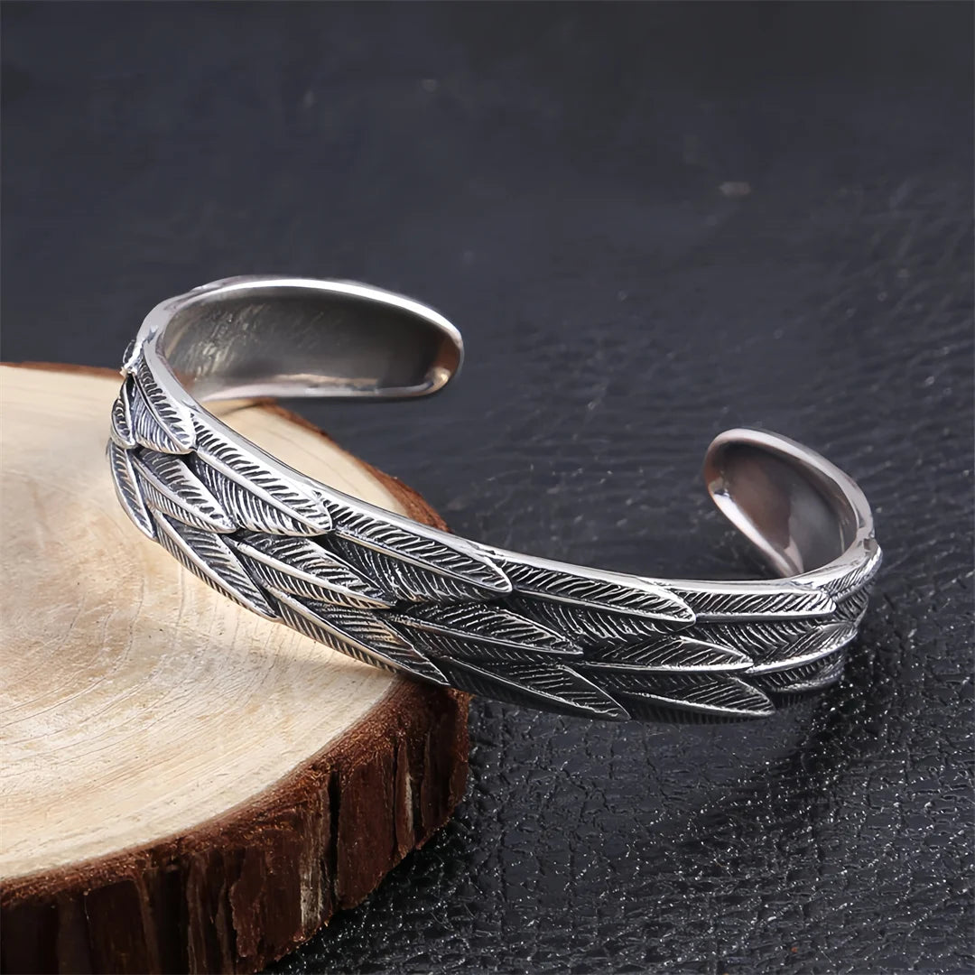 Feathers of Freyja’s Falcon 990 Silver Bracelet