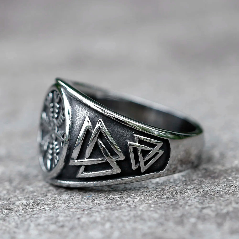 Aegishjalmur the Helm of Awe Stainless Steel Ring
