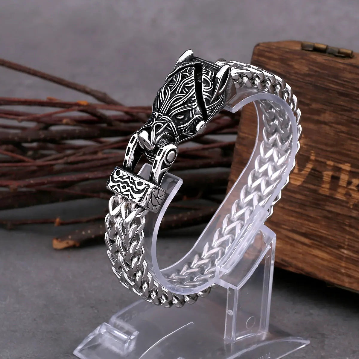 Beasts of Odin, Wolf, Bear and Raven 316L Stainless Steel Bracelet