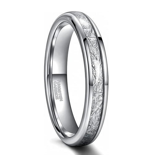 Thor Thunderbolt Tungsten Carbide Ring with Meteorite Inlay