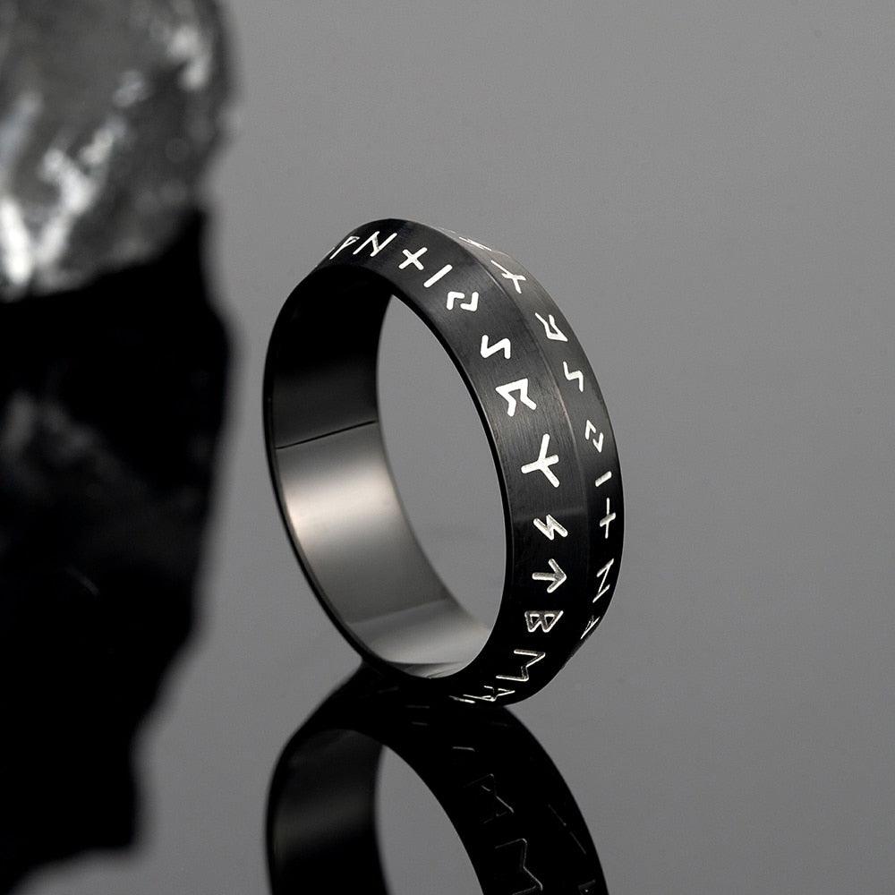 Ancient Futhark Runes 8mm Stainless Steel Ring