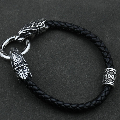 Freya Cat with Runes Steel Bracelet