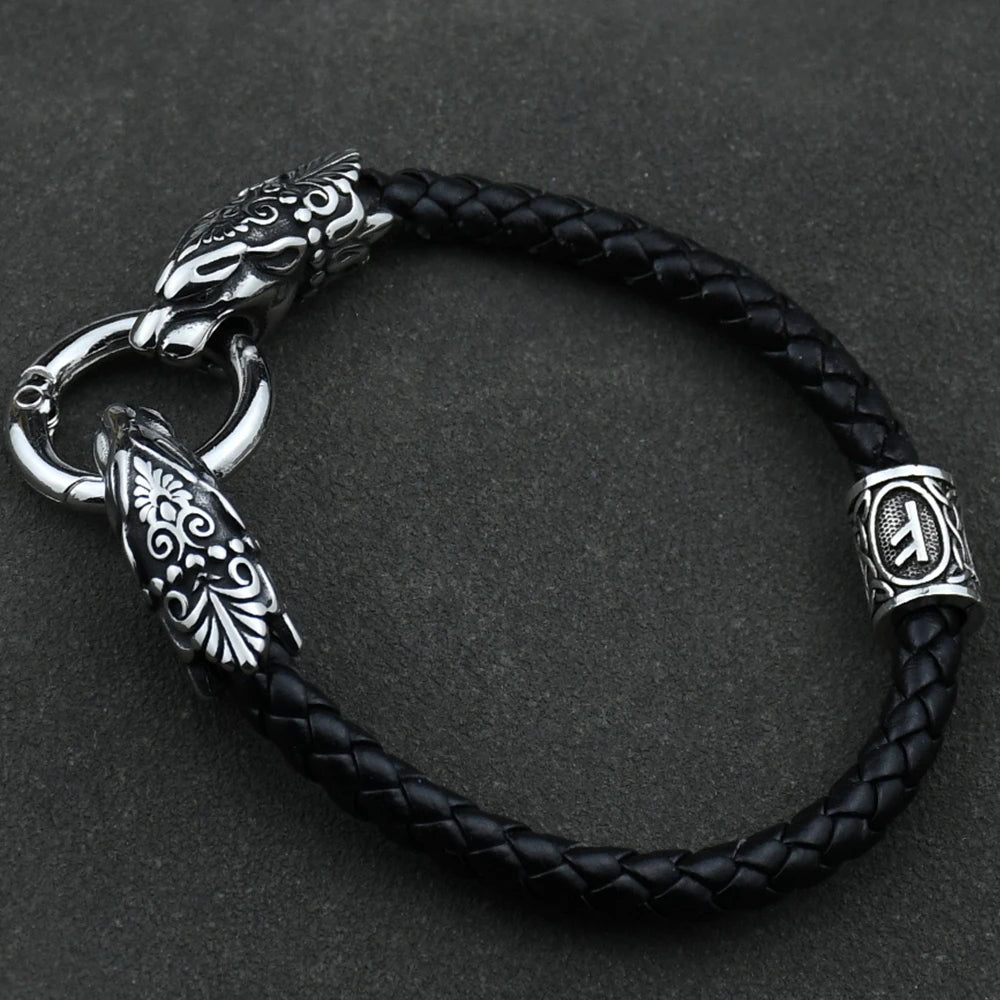 Freya Cat with Runes Steel Bracelet